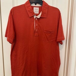 Billy Reid Brick Red Short-Sleeve Polo with Chest Pocket